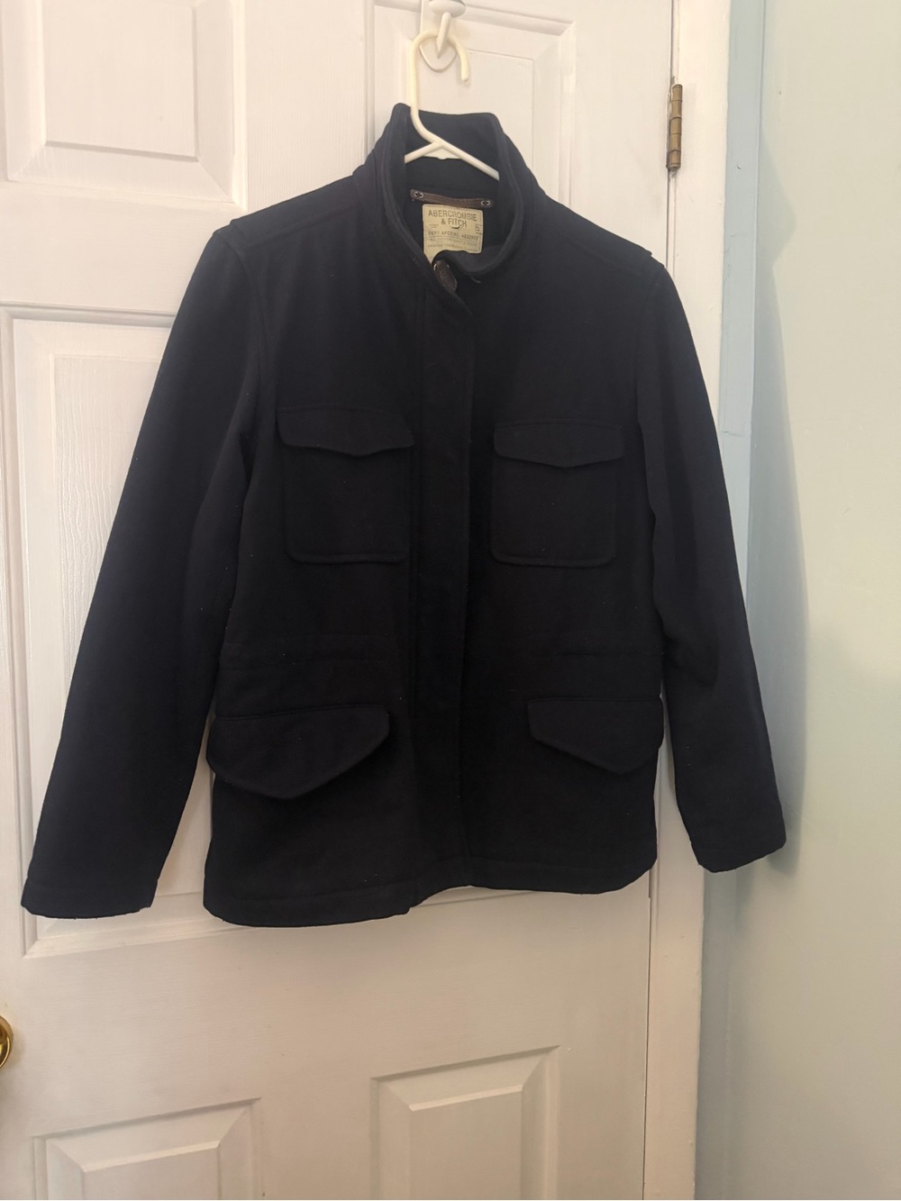 Vintage Abercrombie & Fitch Men’s Navy Wool Military Field Jacket Made Italy S
